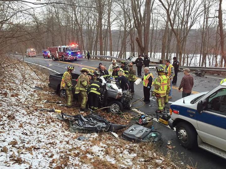 Three people were injured during a serious head-on crash on Route 22 in Brewster that closed the highway for more than five hours.