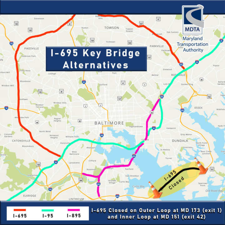 The I-695 Key Bridge alternatives.