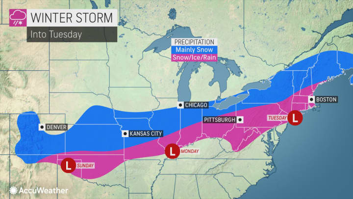 The storm will bring a mix of snow, ice and rain to the region.