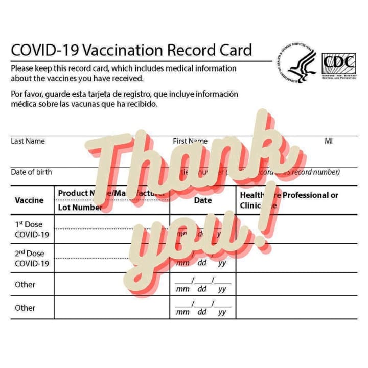 COVID-19 Vaccination &quot;Thank You&quot; Card.