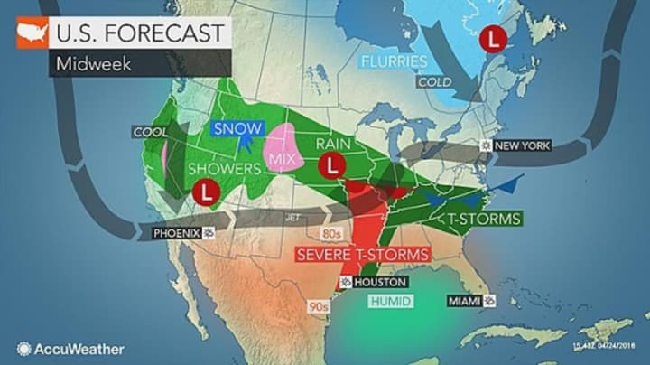 AccuWeather is predicting thunderstorms in our area Tuesday.