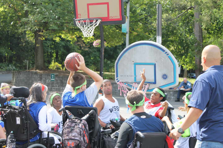A wheelchair basketball game was one of the events.