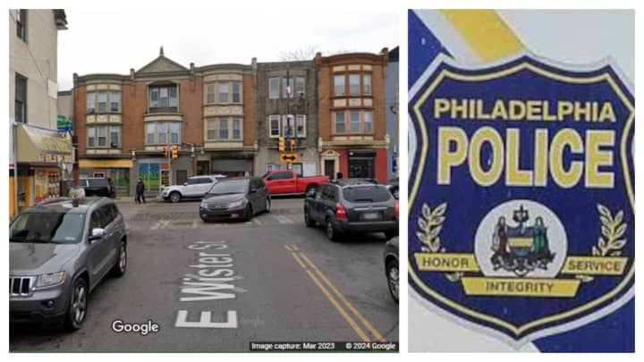 Germantown Avenue seen from Wister Street; Philadelphia police.&nbsp;