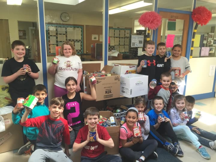 Violet Waskielewicz’s third grade class at Westwood Regional School District’s Jessie F. George School brought in 64 cans for the local food pantry.