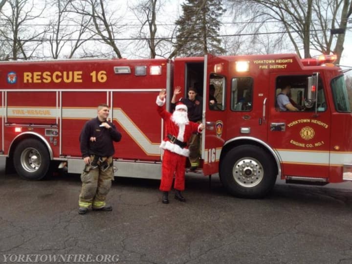 Santa will visit the area along with the Yorktown&#x27;s Volunteer Firefighters.
