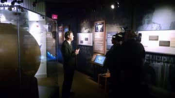 Paul Sparrow of the FDR Library and Museum speaks to Telemundo 47 on Thursday.