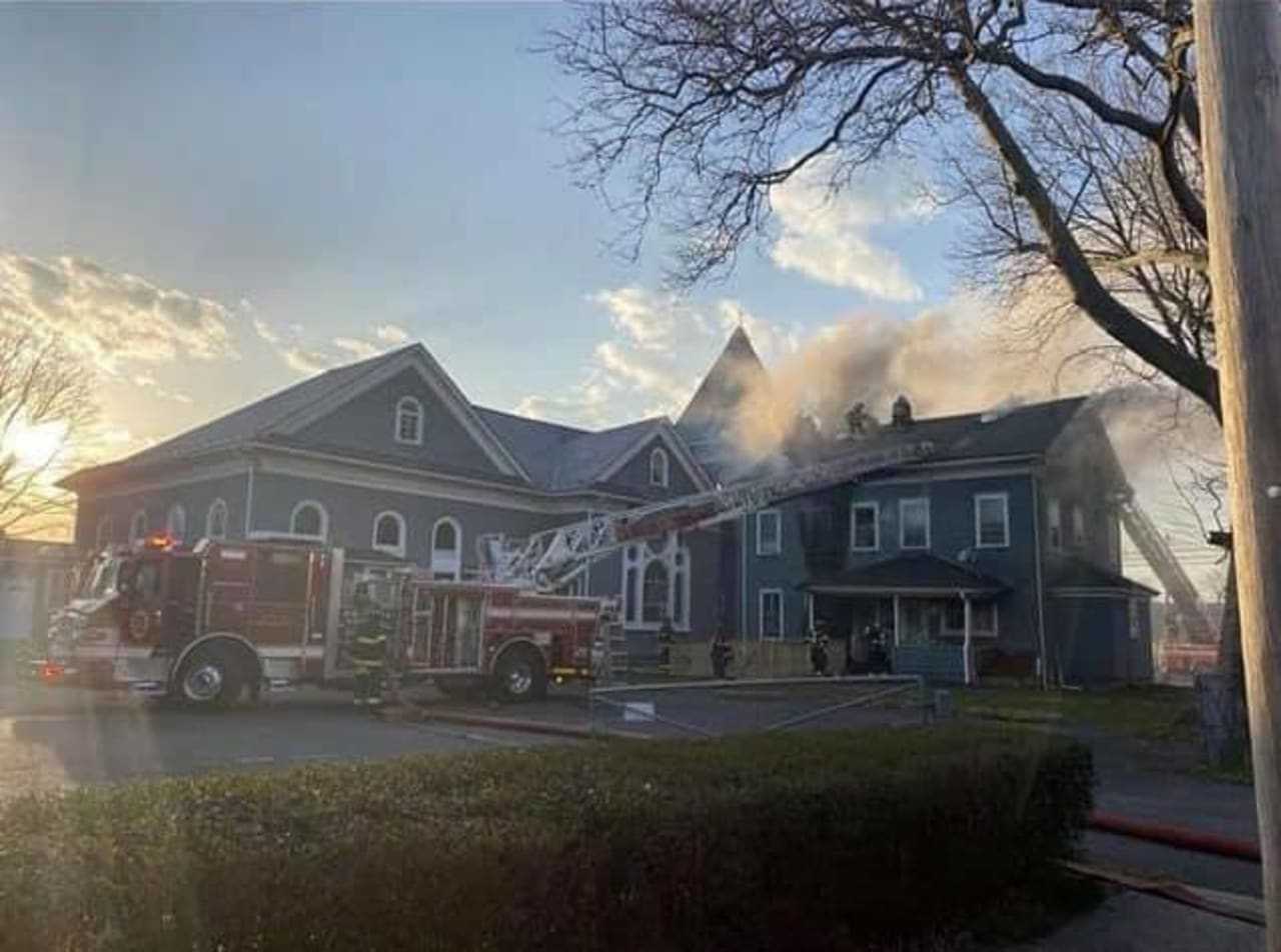 A fire broke out Easter Sunday at a Long Branch church that dates back to 1867, destroying the parsonage and injuring a firefighter.