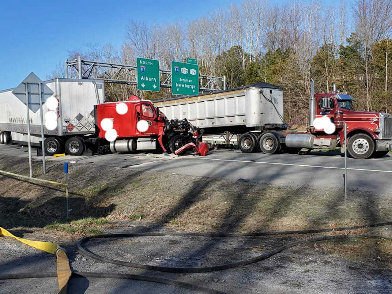 A tractor-trailer driver was killed during a multiple-vehicle crash on I-87.