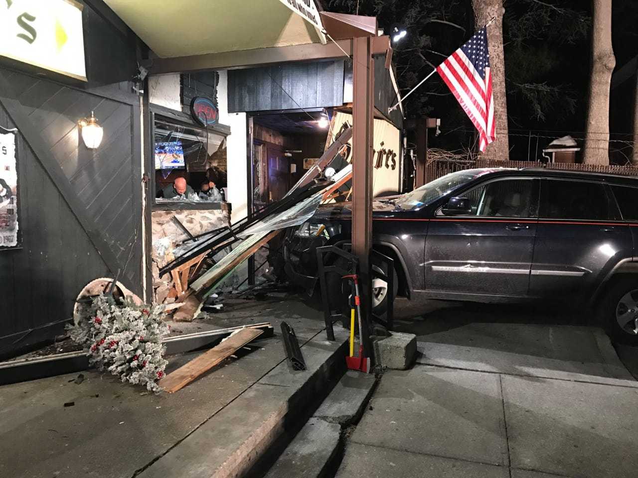 A motorist drove into the front of Squires Restaurant in Briarcliff on Sunday night.