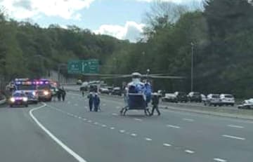 Southbound Route 287 was closed so the chopper could touch down.