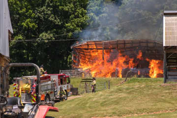 A fire ripped through a barn in Adams County bringing several different fire companies to the scene Saturday.