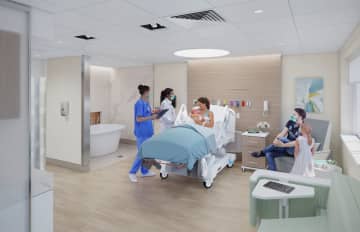 The soothing, modern design of the new state-of-the-art Maternity Center reimagines the experience for families with luxuriously appointed and spacious private rooms and many amenities.