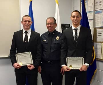 Officers Daniel Tlasky (pictured left) and Bryce Brown (pictured right) were both sworn in to the Bethel Police Department
