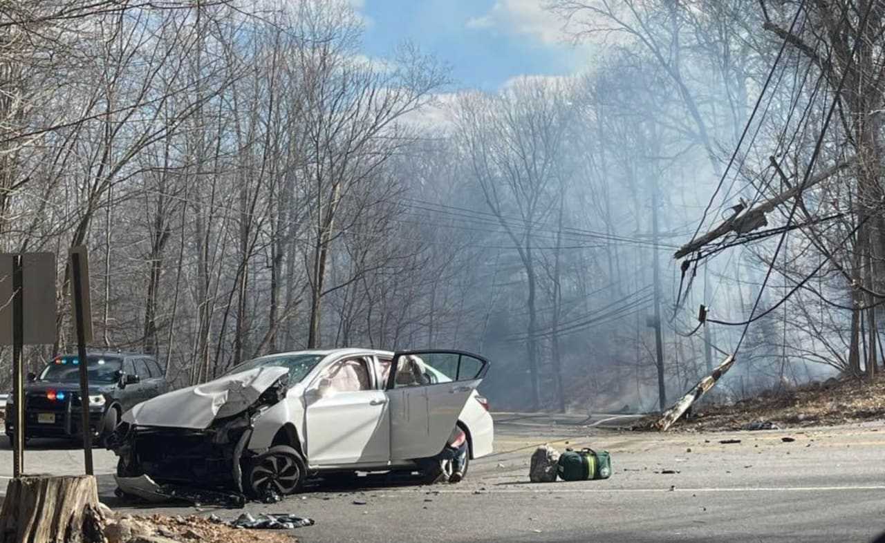 Aftermath of the crash in Upper Saddle River.