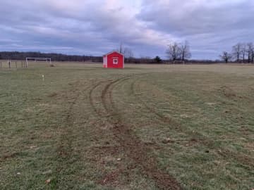 The fields for the Red Hook Soccer Club were damaged by a vandal driving along the grass.