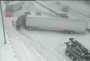 State police on the scene of a tractor trailer crash on I-95 Thursday