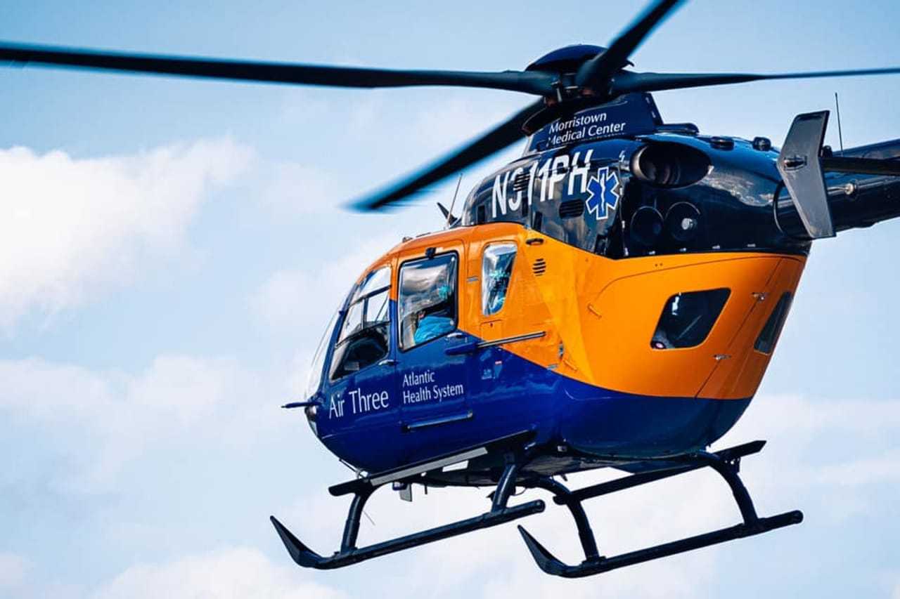 A woman was flown by Atlantic Air Ambulance to Saint Barnabas Medical Center in Livingston.
