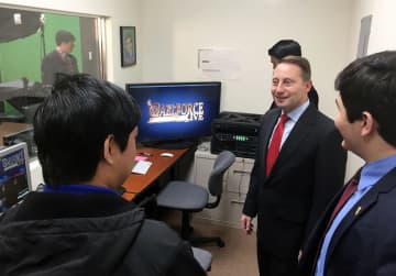 Westchester County Executive Rob Astorino recently visited with Iona Prep students and was interviewed for the school's show "Gael Force Live."
