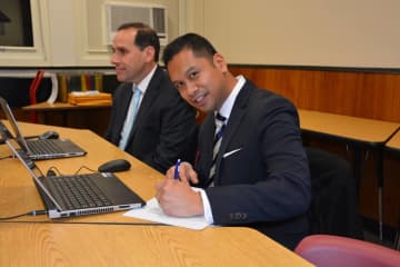 Newly elected Bergenfield Board of Education trustee Anthony Cortez took office Monday night.