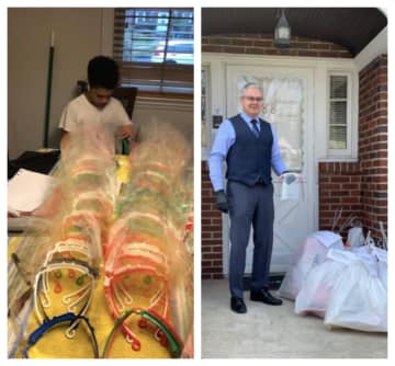Teaneck schools' science director Rolando Monserrat and high school sophomore Elias Sanchez have been using 3-D printers to create face shields. They donated 340 to Holy Name Medical Center.