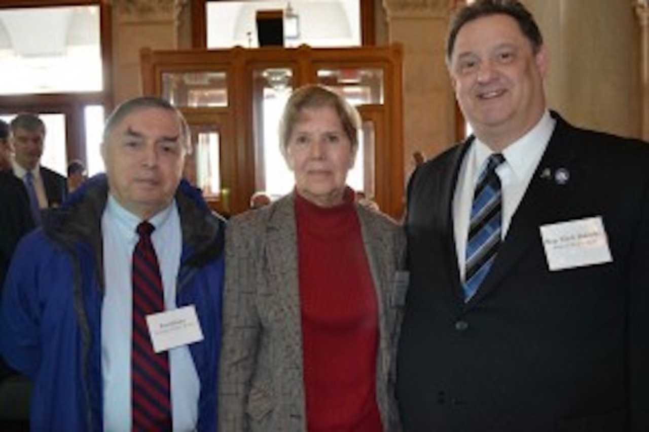 State Rep. Mitch Bolinsky along with Kathy Quinn, chairman of the Newtown Energy Task Force Committee, and Fred Hurley, Director of Public Works for Newtown. 