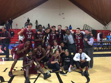 The Boys Varsity Basketball team at St. Luke’s in New Canaan wins the New England Preparatory School Athletic Council championship.
