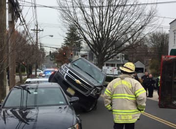 No one was injured in this crash on Elm Street in Greenwich on Thursday.
