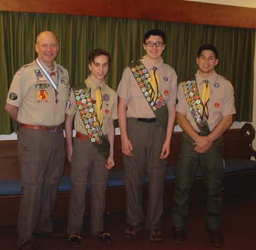 Troop 154's fall Court of Honor recognized Matt Salton, Matthew Galea and Dunlin Stathis for their hard work and time commitment in earning the rank of Eagle Scout.