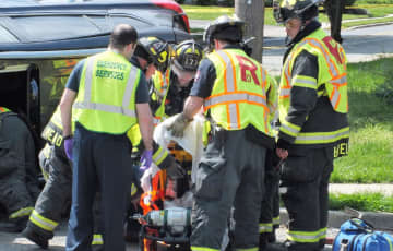 Ridgewood firefighters extricated the RAV 4 driver, who was taken to The Valley Hospital following the crash Tuesday, May 9.