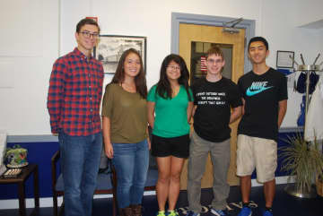 Hendrick Hudson High School seniors Maximilian Borchardt, Danielle Guida, Connor Anderson and Jonathan Chung were named 2017 National Merit Scholarship Commended Students and senior Wendy Yu, center, was named a semifinalist.