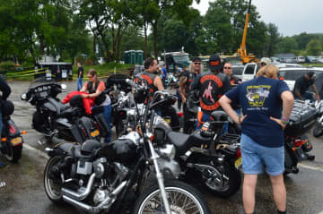 Riders braved the early rain to join the festivities.