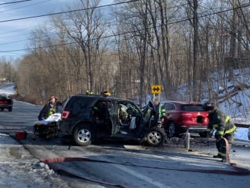 State Police have closed a Dutchess County roadway due to a four-vehicle crash.