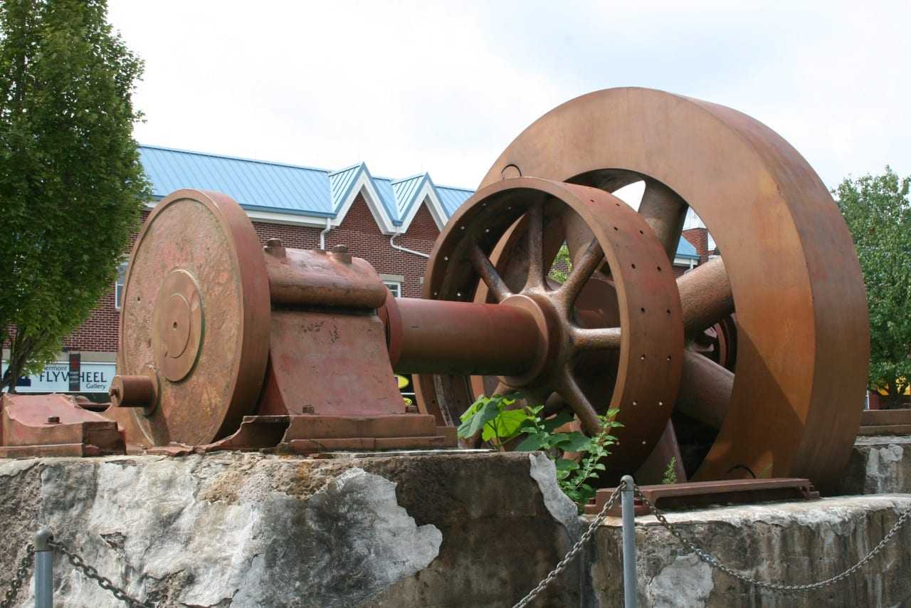 The flywheel from the old paper mill in Piermont. A ceremony marking the paper  mill's past is set for Sunday.