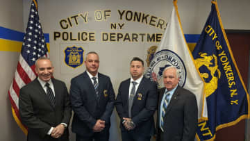 Yonkers PD Detective Del Caraballo, pictured second from left.