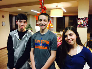 From left, Heavenly Productions Foundation youth volunteers and Byram Hills High School students: Alex Rosenblatt, James Fallon and Julia Gizzi. 