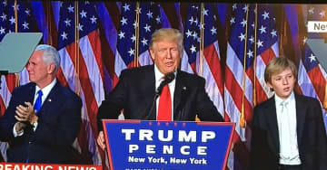 Donald J. Trump speaks at the New York Hilton Midtown early Wednesday morning.