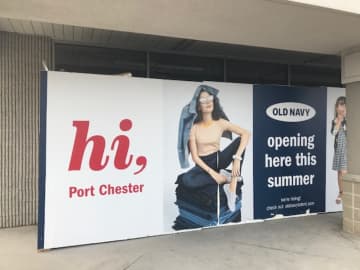 A front display window at a new Old Navy store set to open this week at Kohl's Shopping Center off of Boston Post Road (Route 1) near I-287 and I-95 in Port Chester.