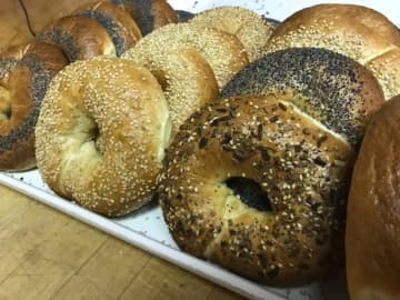Bagels at Brewster Pastry are hand mixed and crafted.