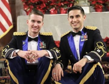 U.S. Army Captains Daniel Hall and Vincent Franchino held their wedding reception at Skylands Manor in Ringwood.