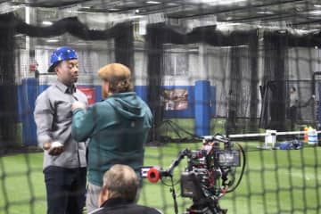 CBS' "God Friended Me" star Brandon Michael Hall filmed at A-Game Sports in New Rochelle this week.