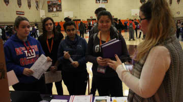 Dumont High School Students learned about Relay for Life at the Dumont High School Mental Health and Wellness Fair.