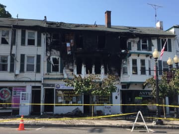 Eight families are homeless after a fire ripped through the landmark building on Greenwood Avenue in Bethel early Thursday.