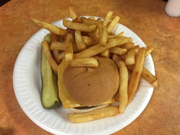 The classic combo of a burger and fries at River View East in Elmwood Park.
