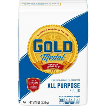 The 5-pound package of Gold Medal flour.