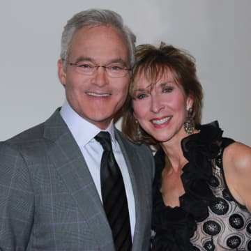 Scott Pelley with his wife, Jane.