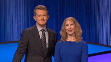Melissa Klapper with Jeopardy! host Ken Jennings