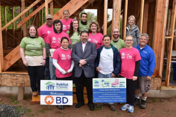 Two assemblywomen joined other volunteers on a May 7 Habitat Bergen build.