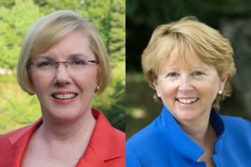 Wilton First Selectman candidates Deborah McFadden and Lynne Vanderslice