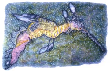 "​Sea Dragon" by Nancy Moore is one of the pieces that will be on display at the "Aqua" exhibit at the Maritime Garage Gallery in Norwalk.