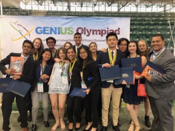 Ossining High School students and science award winners at the ninth annual GENIUS Olympiad, which took place between Monday, June 17 and Saturday, June 22 at SUNY Oswego.